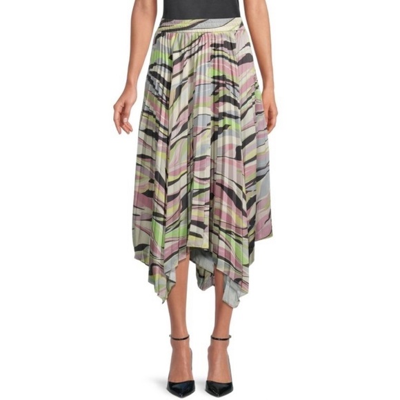 Ted Baker London Abstract-Print Pleated Asymmetric Skirt US Size 8 - Picture 1 of 8